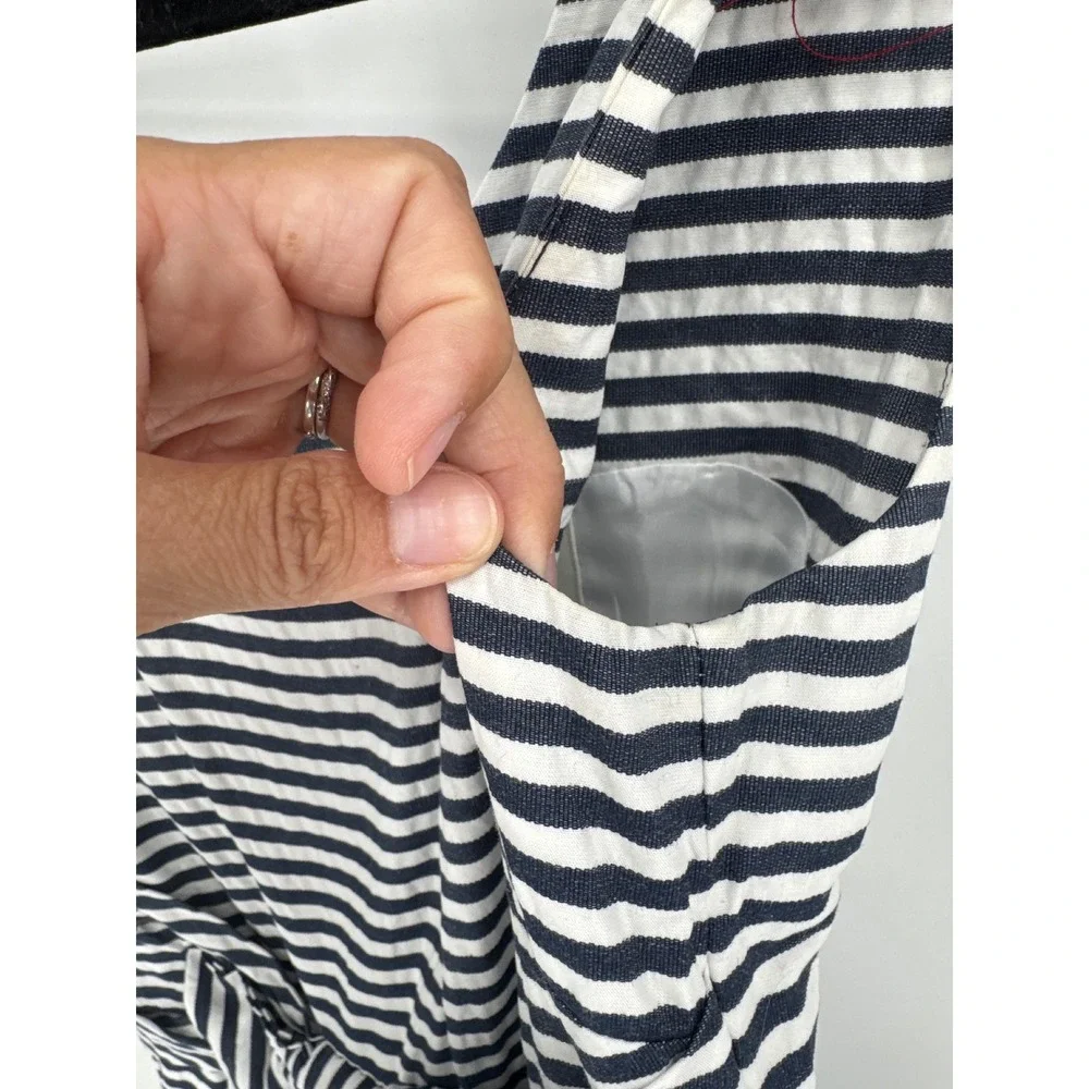 Kate Spade Striped Bow Dress Womens 6 Navy White Cotton Sleeveless‎ Knee Length